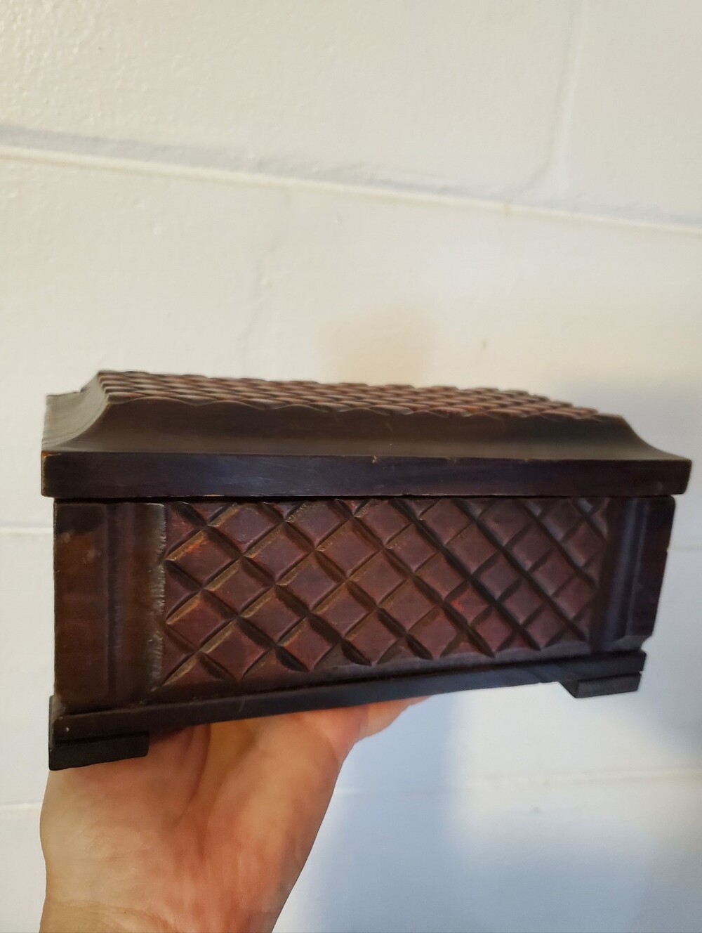 Vintage Handcrafted Spain Brown Wooden Jewelry Box - Decorative Home Accent - Picture 8 of 16